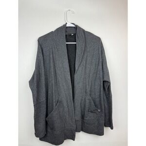 Prana Gray Open Front Cardigan Sweater Pockets Relaxed Fit Womens Small
